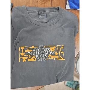 VINTAGE 90s The Man Who Dies With The Most Tools Wins T Shirt Size 2XL 1990s